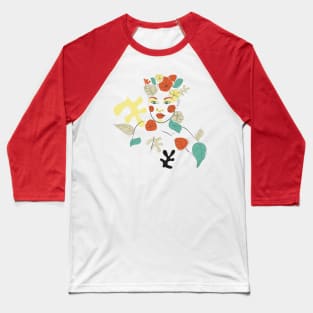 Floral line art woman face Baseball T-Shirt